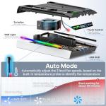 PS5/Slim/Pro Stand for Disc & Digital Console, PS5 Cooling & Charging Station with RGB Lights, PS5 Controller Charger Built-in 3 Level & AUTO Adjustable Fan, PS5/Slim/Pro Accessories Comes 3 USB Ports