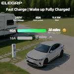 ELEGRP Level 2 EV Charger 40 Amp, Home & Portable Electric Car Charging Station with 25FT J1772 Charger and NEMA 14-50 Plug, 9.6kW for BEVs & PHEVs, ETL Certified PBE & LCR Tech