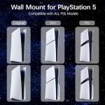 Hosanwell PS5 Wall Mount Kit with Charging Station, Compatible with PlayStation 5/Slim/Pro Disc & Digital Version, Dual Use Charging Station with Multi-Mode RGB Light, White