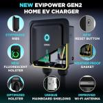 EVIQO Level 2 EV Charger, 40 Amp, J1772 for Non-Tesla EVs, 25ft Cable, WiFi (2.4GHz) Smart App, Weatherproof Indoor/Outdoor (IP66, NEMA 4), UL & ETL Certified, NEMA 14-50 Plug-in 240V