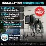 EVIQO Level 2 EV Charger, 40 Amp, J1772 for Non-Tesla EVs, 25ft Cable, WiFi (2.4GHz) Smart App, Weatherproof Indoor/Outdoor (IP66, NEMA 4), UL & ETL Certified, NEMA 14-50 Plug-in 240V