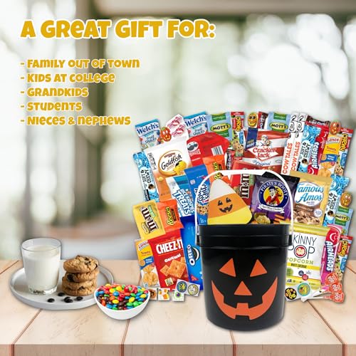 Halloween Pumpkin Bucket with 50ct Candy Snacks