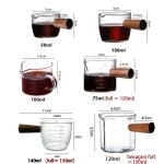 Wooden Handle Glass Espresso Measuring Cup Set
