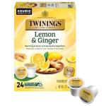 Twinings Lemon & Ginger Herbal Tea K-Cup Pods for Keurig, 24 Count (Pack of 1), Tangy & Spicy, Naturally Caffeine-Free, Enjoy Hot or Iced