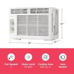 Frigidaire 5,000 BTU Window-Mounted Air Conditioner, Cools Up to 150 Sq. Ft., Quiet Operation, Effortless Temperature Control, 2 Fan Speeds, Auto Restart, White