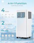 EUHOMY 8000 Btu Portable Air Conditioners, 3 in 1 Portable AC with Cool, Dry, Fan Modes, Quiet Air Conditioners with 24H Timer & Sleep Modes, with Remote, for Bedroom, Apartments up to 350 Sq.Ft