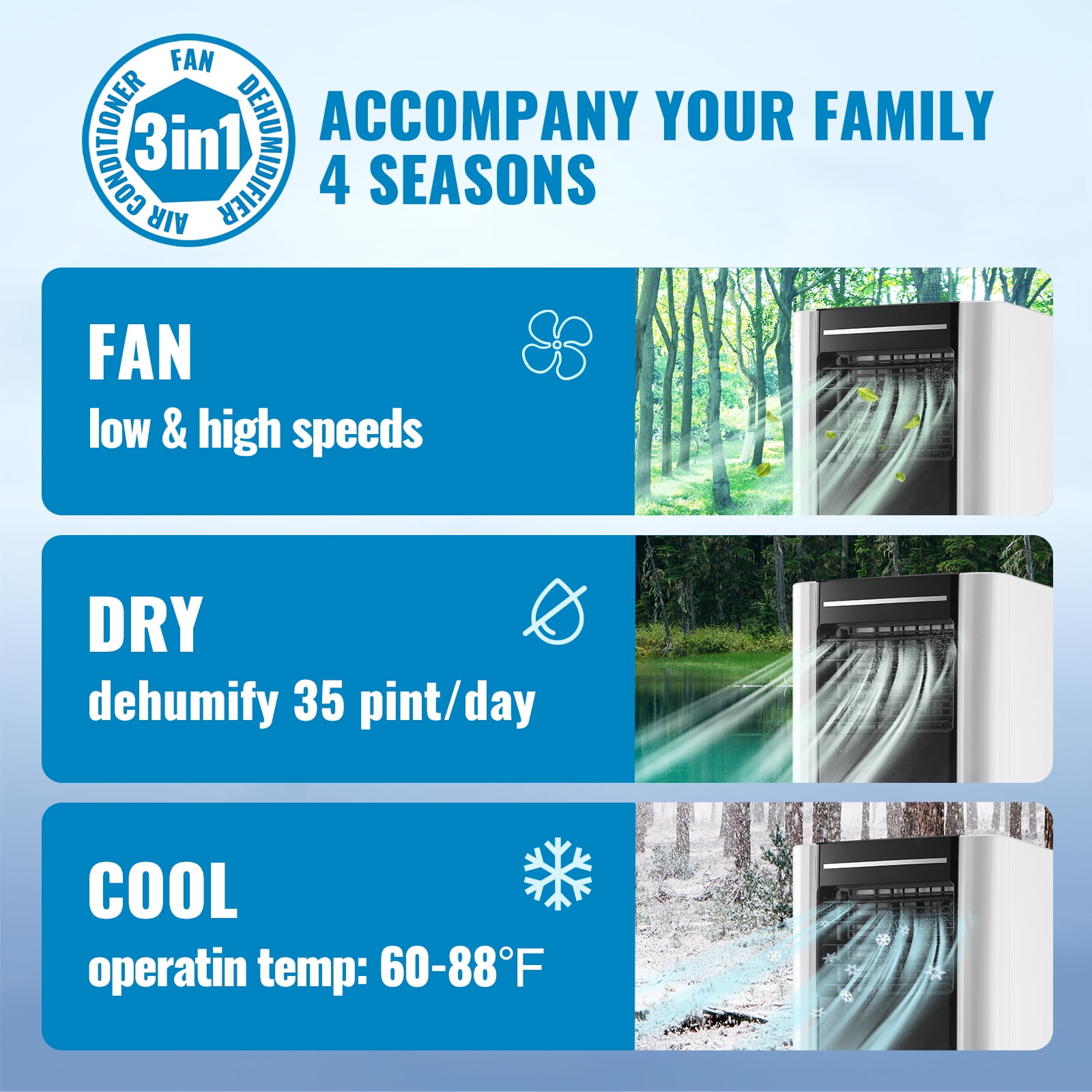 WANAI 8,000 BTU Portable Air Conditioner with Fan