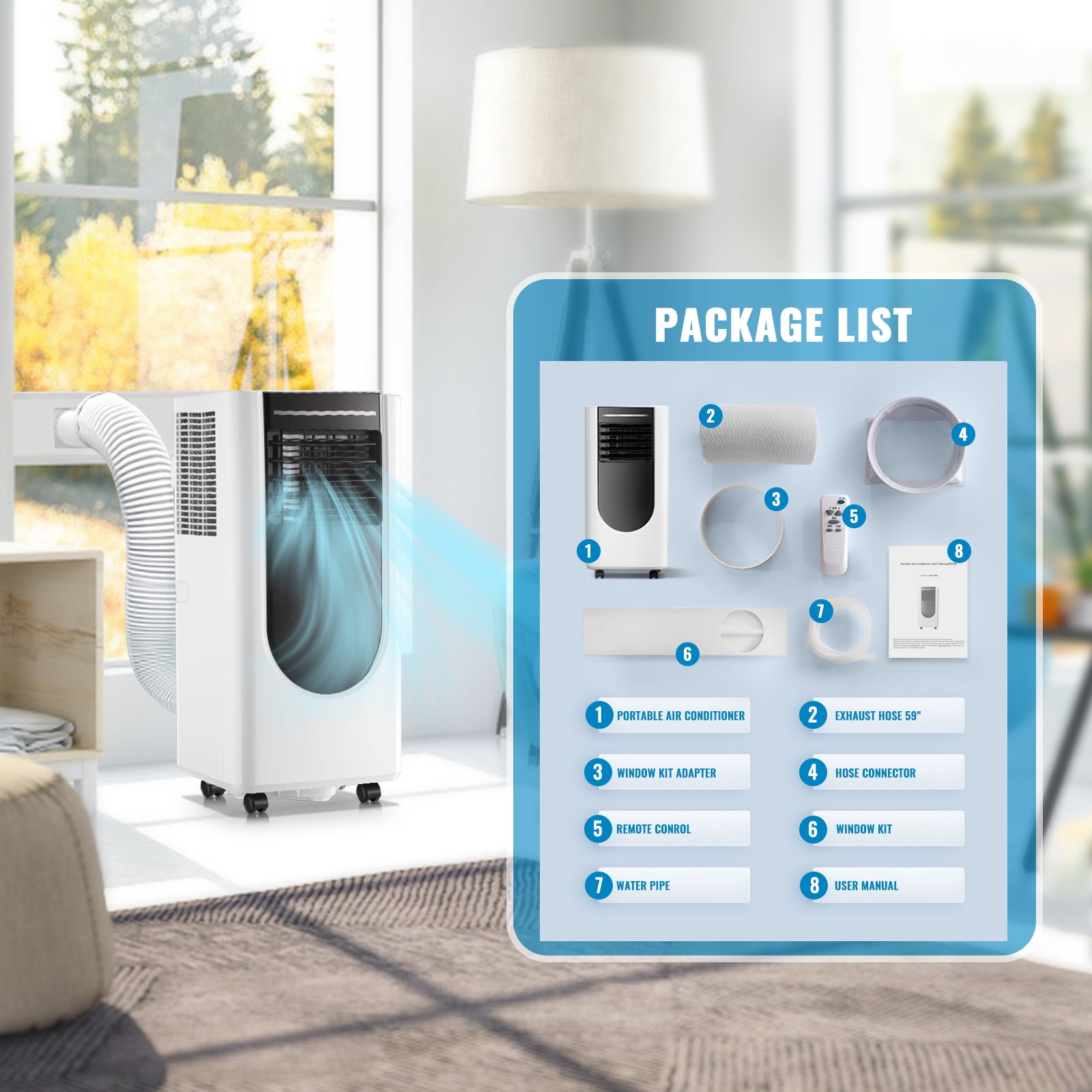 WANAI 8,000 BTU Portable Air Conditioner with Fan