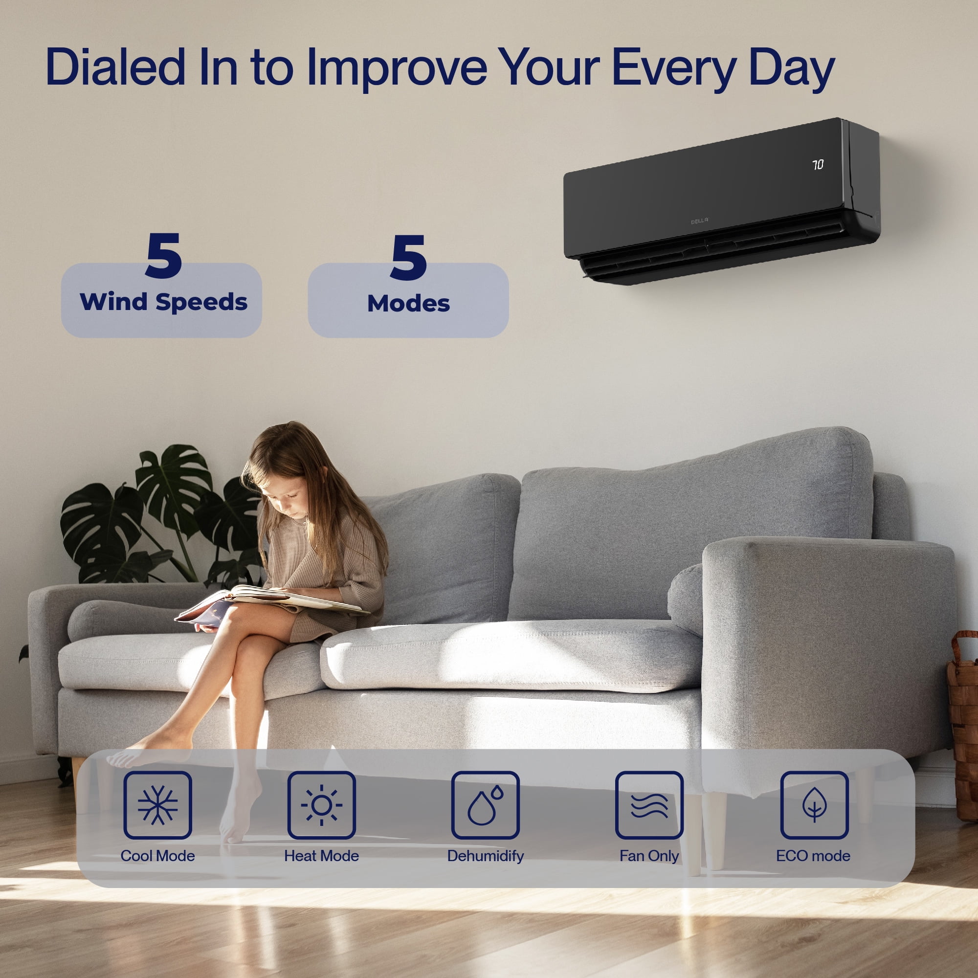 DELLA 18,000 BTU WiFi Mini Split AC & Heater