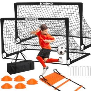 Kids Backyard Soccer Goals with Cones and Ladder
