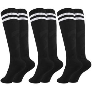 Kids Striped Knee High Soccer Socks (3 Pairs)