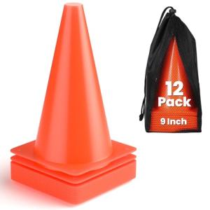 9-Inch Soccer Training Cones - 12 Pack