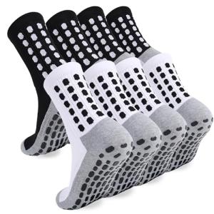 Men’s Soccer Socks with Grip Pads - 4 Pairs
