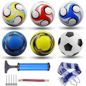 6 Pack Size 5 Soccer Balls with Pump and Bag