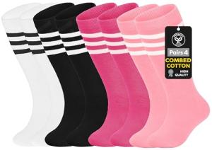Toddler Soccer Socks for Girls - 4 Pack