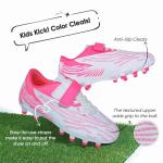 Brooman Kids Firm Ground Soccer Cleats, White Pink