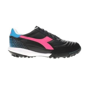 Diadora Calcetto LT Turf Soccer Shoes - Black/Pink/Cyan