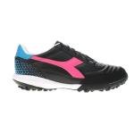 Diadora Calcetto LT Turf Soccer Shoes - Black/Pink/Cyan