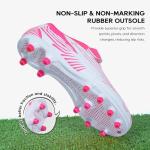 Brooman Kids Firm Ground Soccer Cleats, White Pink