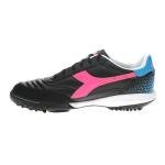 Diadora Calcetto LT Turf Soccer Shoes - Black/Pink/Cyan
