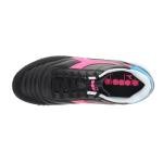 Diadora Calcetto LT Turf Soccer Shoes - Black/Pink/Cyan