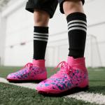 Kids High Top Indoor Soccer Shoes - Hot Pink