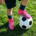 Kids High Top Indoor Soccer Shoes - Hot Pink