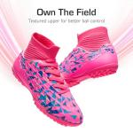 Kids High Top Indoor Soccer Shoes - Hot Pink