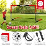 BORNEW 2 Pack Portable Soccer Goals for Kids