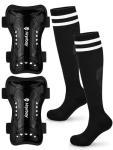 Hryrbay Kids Soccer Shin Guards and Socks Toddler Soccer Shin Pads Protective Defender Gear for Boys Girls Ages 3-15 Great for Training, Matches, Inspired by The World Cup Black L