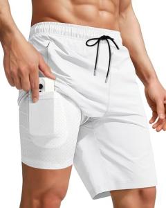 9 Inch Men Swim Trunks Compression Liner Zipper Pocket Quick Dry Swimsuit Bathing Suit Beach Water Shorts Training Jogging Soccer Tennis Baseball Pickleball Essential Hiking Accessories Active Gear