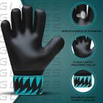 Kids Soccer Goalie Gloves – Youth Goalkeeper Gloves with Strong Grip & Protection, Durable Latex Palms, Breathable & Comfortable Fit for Boys & Girls, Training & Match Goalie Gear (Cyan, 6)