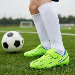 Neon Green Kids Soccer Cleats for Firm Ground