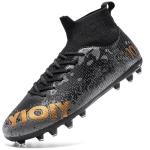 TUGONVAC Youth High-Top Soccer Cleats - Black