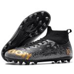 TUGONVAC Youth High-Top Soccer Cleats - Black