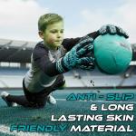Kids Soccer Goalie Gloves – Youth Goalkeeper Gloves with Strong Grip & Protection, Durable Latex Palms, Breathable & Comfortable Fit for Boys & Girls, Training & Match Goalie Gear (Cyan, 6)