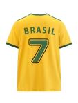 WDIRARA Men's Brazil Soccer Jersey Crew Neck Graphic T Shirt Short Sleeve Ringer Tee Yellow Large