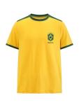 WDIRARA Men's Brazil Soccer Jersey Crew Neck Graphic T Shirt Short Sleeve Ringer Tee Yellow Large