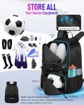 LOINTET Youth Soccer Bag, Soccer Backpack with Ball Compartment, Sports Equipment Training Bags Fits Basketball Football Volleyball and Accessories, Black