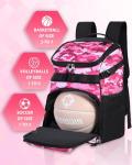 TRAILKICKER Basketball Backpack Women Fit Soccer Volleyball Baseball Football Sports Backpack Training Equipment Bag for Team (Pink Camo, M)