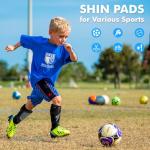 LanJevyEno Shin Guards Soccer Kids Youth Toddler Protective Shin Pads Football Gear Equipment Lightweight Breathable Adjustable Straps for 2-4 5 6 8-9 10-12 Years Children Teens Boys Girls (Black, M)