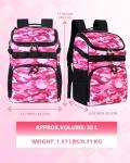 TRAILKICKER Basketball Backpack Women Fit Soccer Volleyball Baseball Football Sports Backpack Training Equipment Bag for Team (Pink Camo, M)