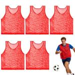 Red Pinnies Soccer Pennies - Set of 6 Team Practice Jersey for Child Youth Teen Adult,Pennies for Sports Youth,Nylon Large Mesh Lightweight Scrimmage Vest