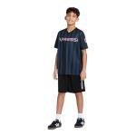 Messi Boys' Lifestyle Short Sleeve Top, Loose-fit V-Neck Shirt with Logo, Comfortable, Striped V-Neck TOP - Stretch Limo, 6