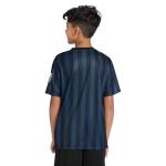 Messi Boys' Lifestyle Short Sleeve Top, Loose-fit V-Neck Shirt with Logo, Comfortable, Striped V-Neck TOP - Stretch Limo, 6