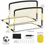 6x4 ft Soccer Goal Set, Portable 2-Pack Pop Up Nets with Ball, Pump, Cones & Bag – Kids Backyard Soccer Equipment, Easy Assembly