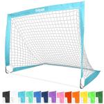 GoSports Team Tone 4 ft x 3 ft Portable Soccer Goal for Kids - Pop Up Net for Backyard - Light Blue