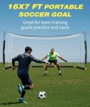 PodiuMax 16X7 FT Soccer Goal Target Net with 10 Highlighted Scoring Zones, Portable Soccer Field Equipment, Backyard Shooting Training Football Goal Net