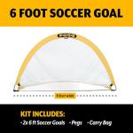 Portable 6-Foot Soccer Goals with Carry Bag
