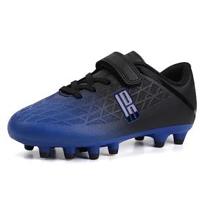 Kids Firm Ground Soccer Cleats in Blue Black
